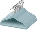 50 Pack Premium Baby Velvet Hangers (Blue) - 11.8" Inches Non-Slip, Ultra-Slim & Space-Saving Toddler Hangers - 360° Rotating Hook, Strong & Durable Hanger for Children, Infant & Toddler