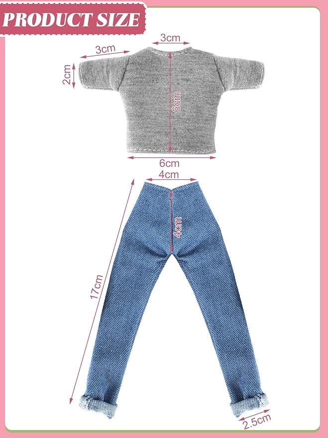 Bencailor 8 Pieces Christmas Doll Clothes for 11.5 Inch Doll Accessories Sweaters Denim Pant Summer Regular Outfit Clothing(T Shirt)