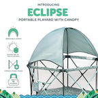 Baby Delight Go with Me Eclipse Deluxe Portable Playard | Playpen | Sun Canopy | Indoor and Outdoor | Ultra Padded Nylon Floor | Green Garden