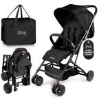 Jovial Lightweight Baby Stroller, Folding Travel Stroller with Reclining Seat, Canopy, 5-Point Safety Harness, Storage Basket, Smooth Wheels, Compact Portable Design (39.8" x 18.7" x 32.3")