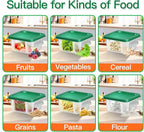 4 pcs 2qt Food Storage Containers with Lid, Square Clear Commercial Food Storage Containers with Handle and Scale for Food Storage in Home Kitchen & Dining (Rreen)