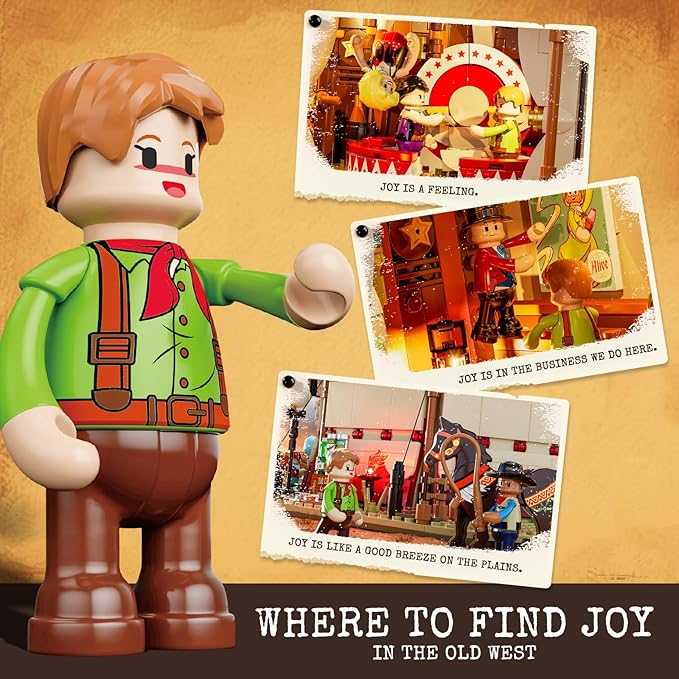 Travelling Circus Lighting Building-Bricks Set - The Wild West Show 1962 Pcs Collection Display Set for Adults and West Lovers