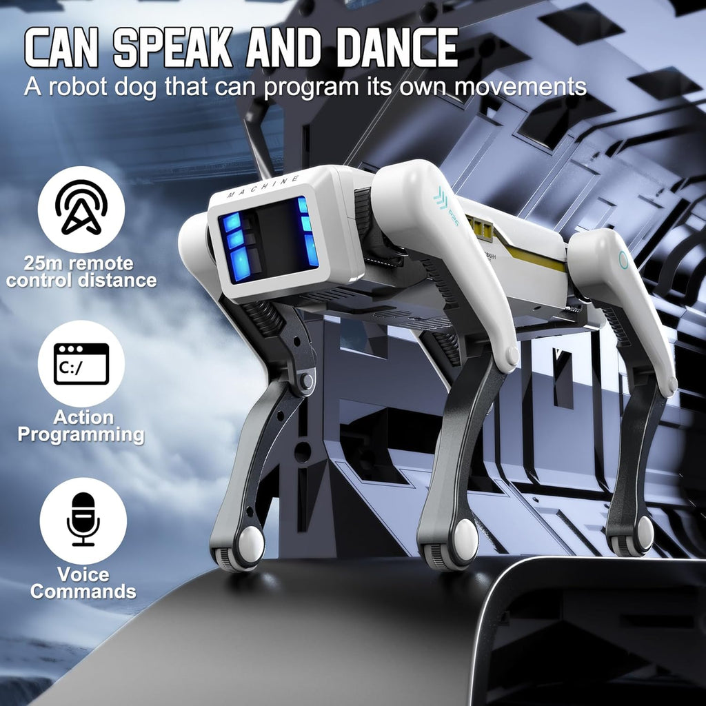 Robot Dog, AI Dog, AI Smart Pet, Will Dance and Kungfu, Voice/App/Remote Control, Support Action Programming, AI Robot Ideal Gift for Adults/Kids