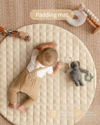 Blissful Diary Baby Play Gym Mat, Tummy Time Activity Mat with 6 Detachable Toys for Stage-Based Sensory & Motor Skill Development, Easy to Install & Clean, Baby Essentials Gift, Sandy Beige