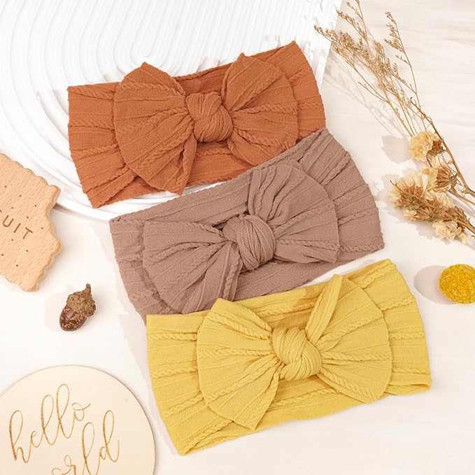 CÉLLOT 10Pcs Super Stretchy Soft Knot Headbands with Hair Bows Head Wrap Hair Accessories For Newborn Baby Girls Infant Toddlers Kids