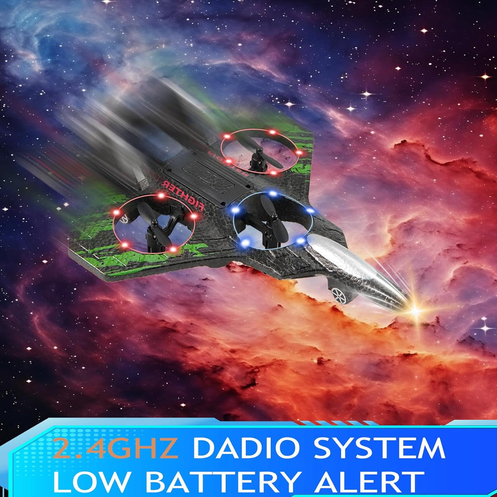 Remote Control Drone for Kids,2.4Ghz Foam RC Airplanes Helicopter Quadcopter with Auto Hovering,360° Flip,Gravity Sensing,Stunt Roll,Cool Light,2 Battery,Gifts for 6-12 Kids Boys (Green)