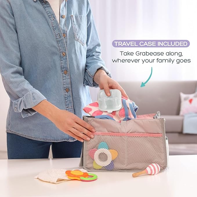 Grabease Baby Feeding Utensils Set - Infant and Baby Fork and Spoon for Ages 1-11 Months, BPAs and Phthalate-Free Cutlery, Plastic, 1 Set, White