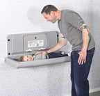 Foundations Ultra Horizontal Wall Mounted Baby Diaper Changing Station, Oversized Changing Surface, Plastic with Heavy Duty Stainless Steel Hinge - Gray (200-EH-01)