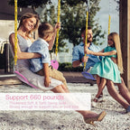 Swings Seat, Swings Seats Replacement 660lbs, Swingsets with Plastic Coated Chains, Swing Set Accessories for Outside Playground Tree, 2 Pack - Pink