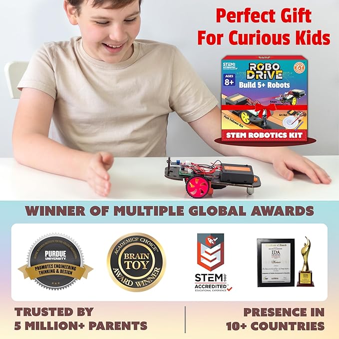 Butterfly EduFields 5in1 STEM Robotics kit | Robot Toys for Kids Ages 8 9 10 11 12 Years Old Boys Girls | Electronics Sensor Modules | No Coding Required | Birthday Gift for Kids Ages 8+