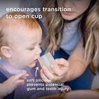 Olababy First Cup | Clear Sense 100% Silicone Infant Trainer Cup | 2oz Medicine Cup for Newborn | Non-Slip & Sloping Design for Tiny Hands & Baby Led Weaning (Kiwi, 1 Cup)