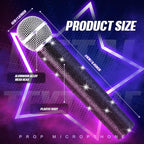 Sanwuta Fake Microphone Prop Sparkly Bling Rhinestones Plastic Play Microphone Pretend Glitter Bedazzled Mic for Cosplay Party Costume(Black)