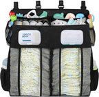 Accmor Changing Table Diaper Organizer, Hanging Diaper Caddy Organizer Stacker for Cribs Changing Table Playard Wall Baby Essentials Storage, Black
