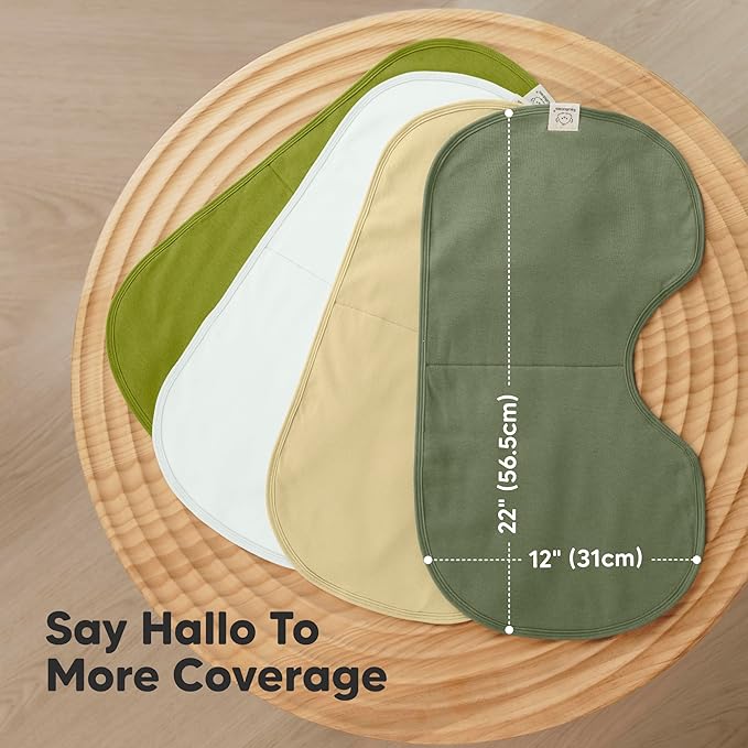 KeaBabies 4-Pack Baby Burp Cloths Baby Girl, Boy - Organic Cotton Burp Cloth, Extra Large, Absorbent, Soft Burping Cloths & Bibs Set for Babies, Newborn Burp Clothes, Thick Burp Rags (Palms)