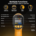 Infrared Thermometer Gun,SQECH Laser Thermometer Gun -58℉～1112℉(-50℃～600℃),Non-Contact Temperature Gun with Adjustable Emissivity&Color Backlight for Cooking, Pizza Oven,BBQ,Fridge,Engine,HVAC(Yellow)