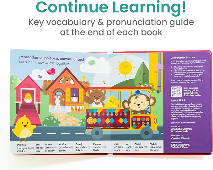 Binibi Spanish Musical Book for Babies & Toddlers 1-3 Los Pollitos Dicen & Other Nursery Rhymes | Spanish Learning for Kids | Bilingual Children's Book | Sound Book | Libro en español para bebés