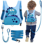 Dr.meter 3 in 1 Toddler Harness Leash + 8.2ft Anti Lost Wrist Link, Cute Dinosaur Kids Safety Harness with Key Lock, Child Walking Harness Assistant Strap for Outdoor Activity Travel