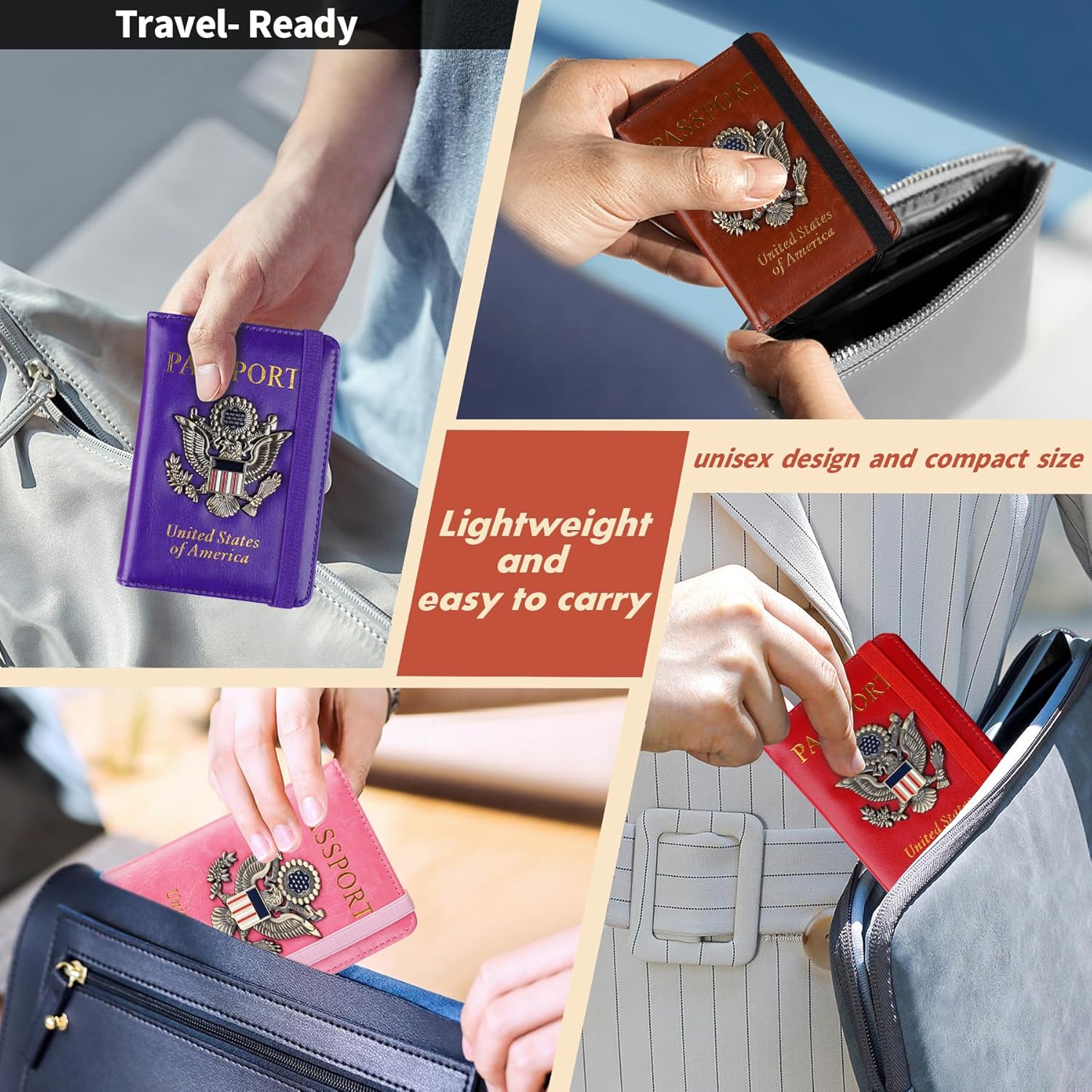 Passport Holder Cover Travel Wallet RFID Blocking Passport Wallets Family Organization Personalized Wallet Case for Men and Women Travel Must Haves (Pink)