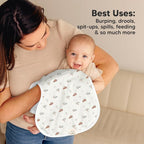 KeaBabies 4-Pack Baby Burp Cloths Baby Girl, Boy - Organic Cotton Burp Cloth, Extra Large, Absorbent, Soft Burping Cloths & Bibs Set for Babies, Newborn Burp Clothes, Thick Burp Rags (Wilderness)