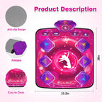 Dance Mat for Kids, Electronic Dance Pad with Wireless Bluetooth & LED Lights, Adjustable Volume, Built-in Music, 5 Game Modes, Xmas B-Day Gifts for 3+ Years Old Girls Toys (Bluetooth Type-Purple)