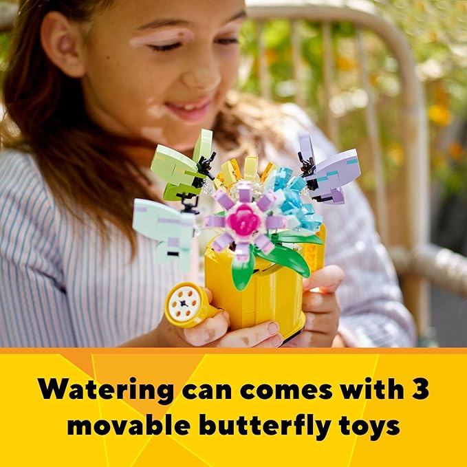 LEGO Creator 3 in 1 Flowers in Watering Can Building Toy Set - Fun, Creative Activity for Kids, Girls and Boys, Ages 8+ - Building Options for Rain Boots or Birds - Cute Birthday Gift Idea - 31149
