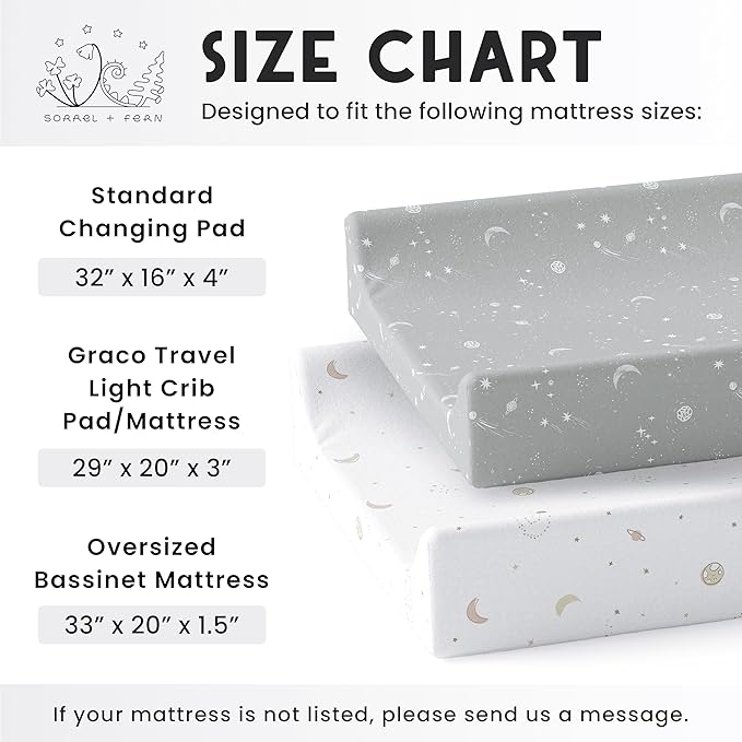 Baby Changing Pad Cover 2-Pack for Boys, Girls (Galaxy, Moon and Stars) - Premium Fitted Sheets Baby Diaper Changing Table Cover - Buttery Soft Cotton Blend
