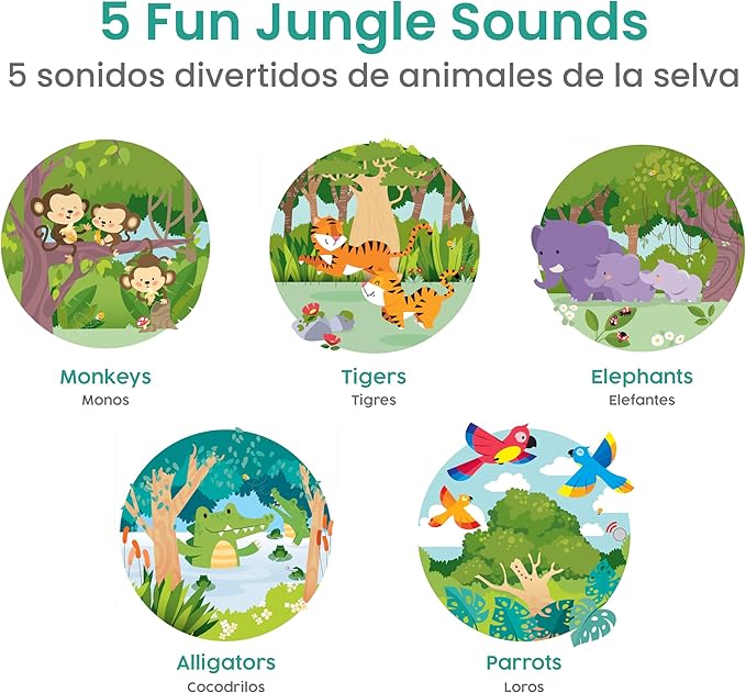 Binibi Spanish Books for Babies & Toddlers 1-3 La Selva Bilingual Sound Book with Jungle Animal Sounds | Bilingual Children's Book | Support Spanish Learning for Kids | Libro en español para bebés