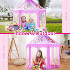 Monobeach Princess Tent Girls Unicorn Large Playhouse Kids Castle Play Tent with Star Lights Gift Toy for Children Indoor and Outdoor Games, 55'' x 53'' (DxH)