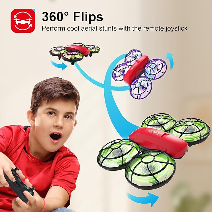 Drone with Camera for Kids and Beginner,Birthday Gift Toy for Boys and Girl,Indoor Quadcopter Plane for Boy,Small Helicopter with Auto Hovering, 3D Flips, Headless Mode,2 Batteries