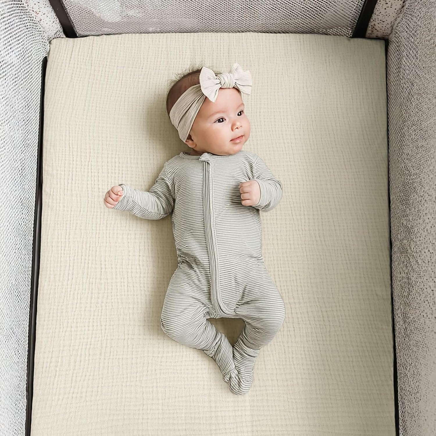 lulumoon Pack and Play Sheets Muslin: Cotton Fitted Sheets for Chicco Pack N Play - Soft Playard Sheets for Boys and Girls 2Pack