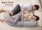Momcozy Pregnancy Pillows, Original F Shaped, with Air Layer Cover, Grey