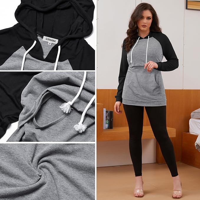 GINKANA Women's Nursing Hoodie Sweatshirt Long Sleeves Breastfeeding Maternity Tops Casual Clothes