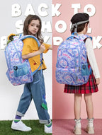 BLUEFAIRY Kids Backpack for Girls Elementary Primary Middle School Bags for Aged 8-10 for Teens Childs Bookbags Back to School Book Bags Cute Mochilas para Niñas Tie-dye Violet