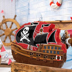 WERNNSAI Pirate Piñata - Pirate Ship Piñata with Blindfold and Bat for Boys Kids Caribbean Pirate Piñata Birthday Party Favors Decorations Family Games Pirate Party Supplies 16.4” x 12.4”