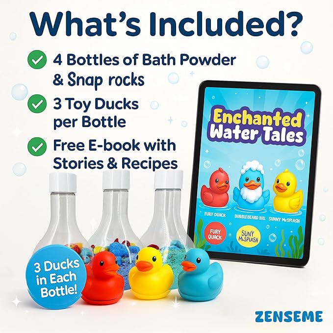 Bubble Bath Bombs for Boys with Mini Toy Ducks Inside – Bubble Bath for Kids - Kids Bath Bombs Toys Powder– Bathtime Experiment Kit Mix - Blast of Foam & Colour Surprise – Gift Set of 4