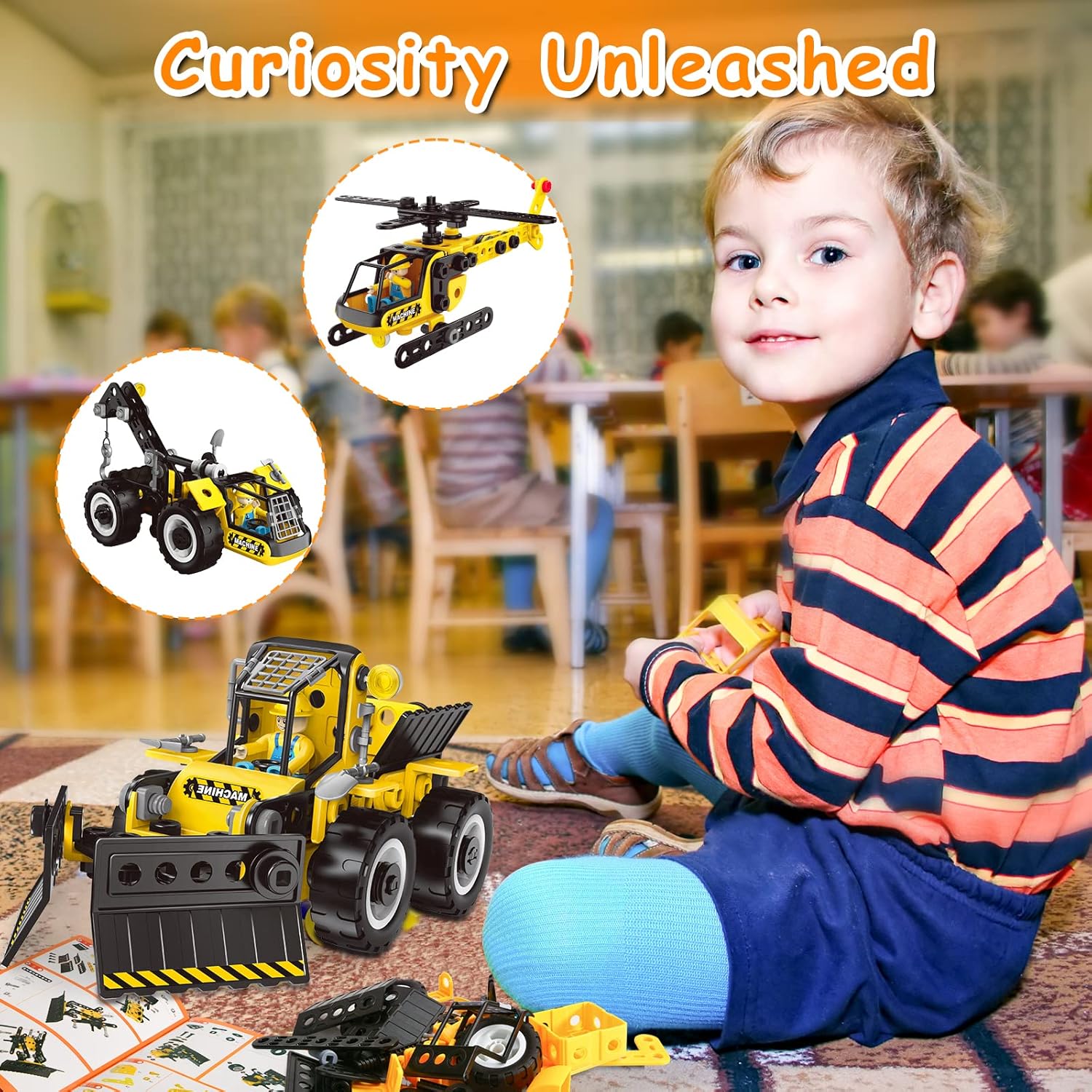 HOMETTER Building Toys for Age 5 6 7 8+ Year Old Boys Gift, 6 in 1 Engineering Toys, STEM Learning Toys Educational Building Set