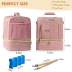 NCVI Breast Pump Bag, Double Layer Removable Pump Bag for Spectra S1, S2, Medela, Breast Pump Backpack with Ice Pack, Insulated Breast Milk Cooler Bag for Working Nursing Moms, Pink