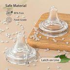 Natural Glass Baby Bottle for Breastfeeding Babies, 3oz Newborn Anti-Colic Baby Bottle with Slow Flow Nipples (SS), Clear, Wide Neck, 2 Pack, 0 Months+