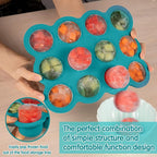 Baby Food Storage 12 x 1.5OZ Silicone Freezer Tray with Lid, Food Grade Silicone Containers for Purees & Vegetables Teal Blue