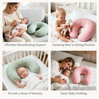 Nursing Pillow Covers, 2 Soft and Cosy Breastfeeding Pillow Covers for Standard Baby Nursing Pillows for Both Boys and Girls (Pink and Green)
