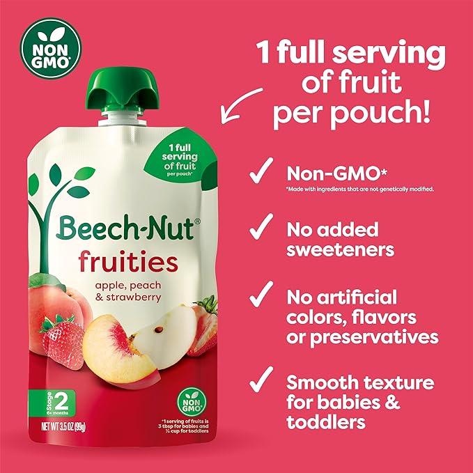 Beech-Nut Baby & Toddler Food Favorite Flavors Pouches Variety Pack, Fruit Veggie and Whole Milk Yogurt Purees, Baby Pouch Puree Starter Pack, 3.5oz (18 Pack)
