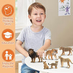 Toymany 8PCS 2-5" Plastic Jungle Animals Figures Playset Includes Baby Animals, Realistic Lion, Tiger, Cheetah, Leopard Figurines with Cubs, Cake Toppers Christmas Birthday Toy Gift for Kids Toddlers