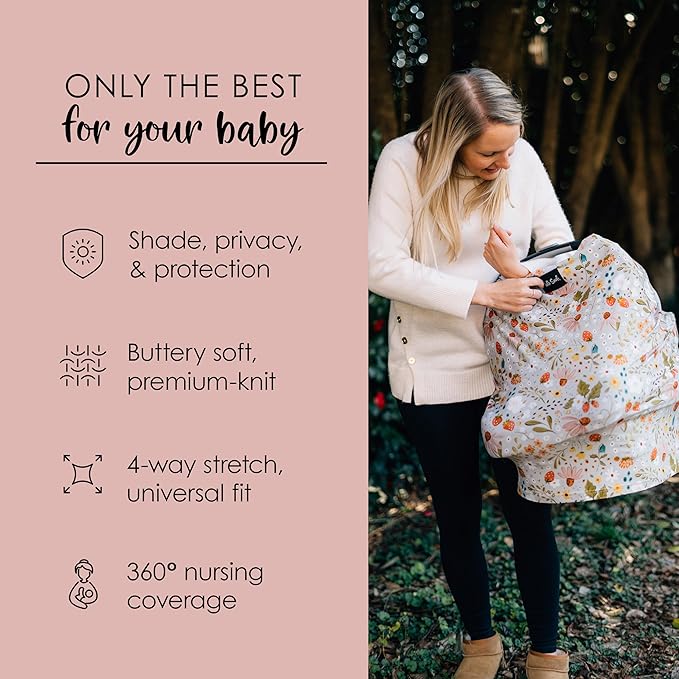 Milk Snob Original 5-in-1 Cover - Nursing Cover for Breastfeeding - Baby Carseat Canopy & Stroller - Essential All-in-One Design - Gift for Mom, Baby (Strawberry Fields)