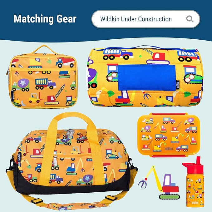 Wildkin 16-inch Kids Backpack – Durable, Padded & Spacious School Bag for Boys & Girls - Under Construction
