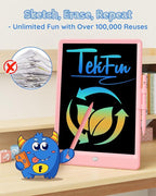 TEKFUN LCD Writing Tablet Doodle Board, 10inch Colorful Drawing Pad for Kids, Mess Free Coloring for Toddlers, Toys Gifts for 3 4 5 6 7 8 Year Old Girls Boys (Pink)