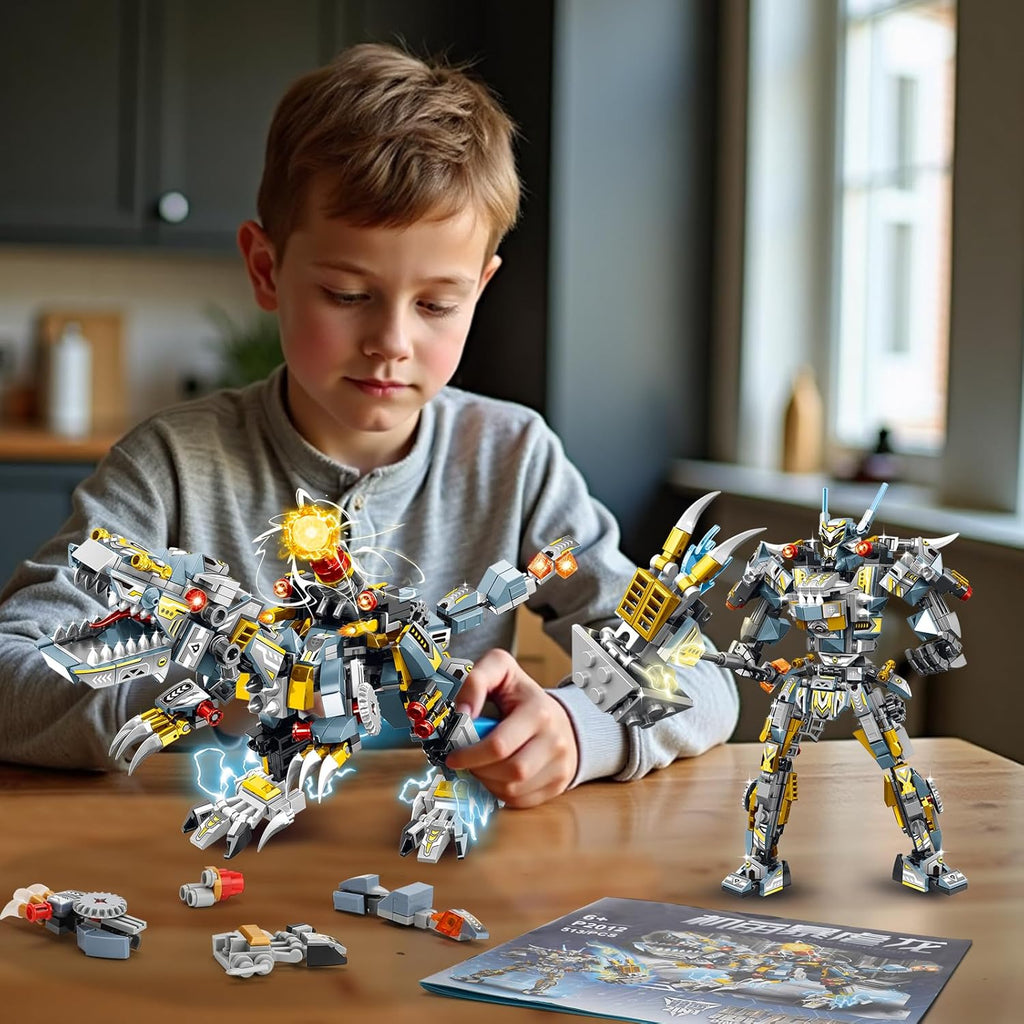 STEM 2 in 1 Indominus Dinosaur Building Kits, Transforming Mech Robot Building Sets for Kids Boys 6-10, Compatible with Dinosaur, Educational Gift Toy for Adults (513 PCS)
