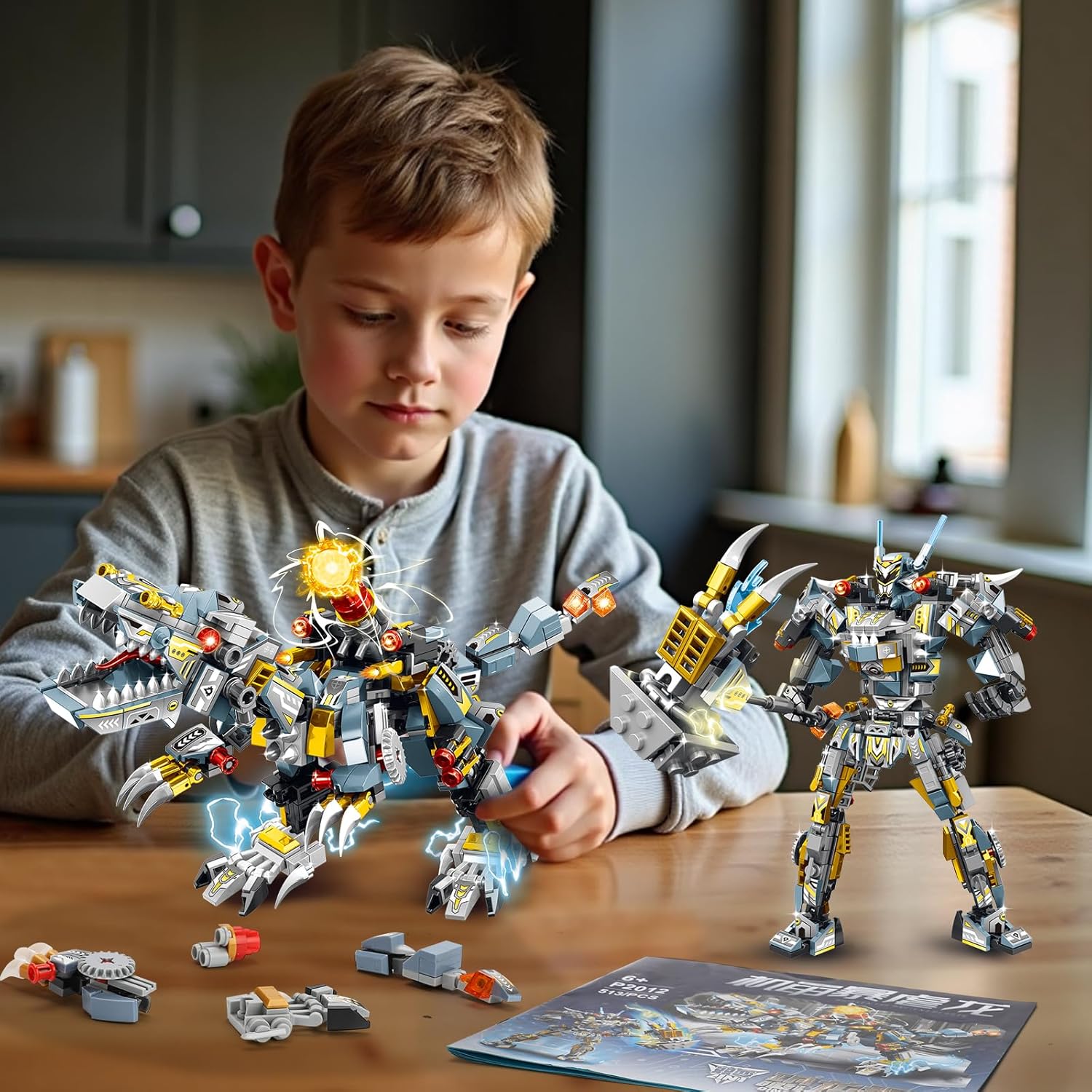STEM 2 in 1 Indominus Dinosaur Building Kits, Transforming Mech Robot Building Sets for Kids Boys 6-10, Compatible with Dinosaur, Educational Gift Toy for Adults (513 PCS)