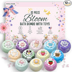 EvolutionUSA 12pc Bloom Bath Bombs with Toys, Adorable Girl Bath Bomb Set, Bubbly Kids Bathbombs, Fizzy Bath Ball, Kids Bath Bombs for Girls, Childrens Bath Bomb Set Christmas, Stocking Stuffer
