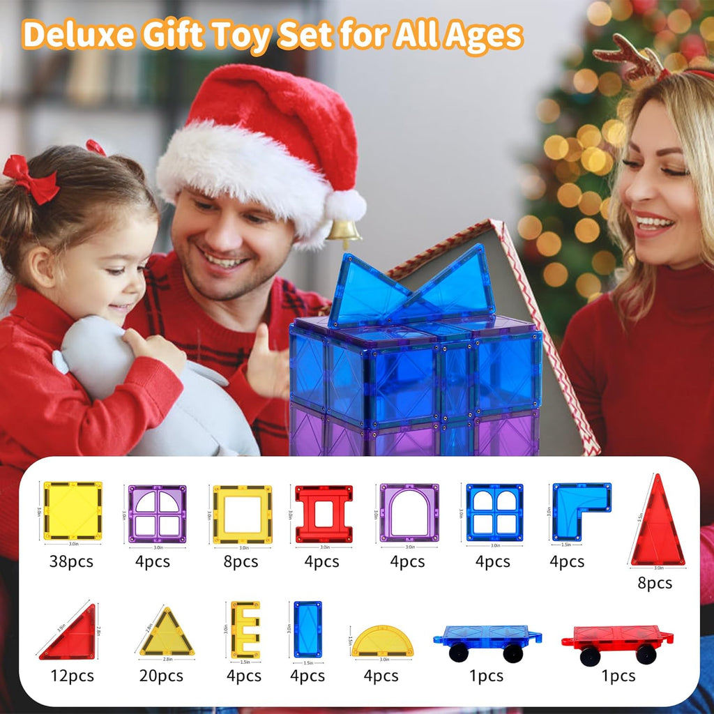 MAGBLOCK Magnetic Tiles Kids Toys, 120PCS 3D Magnetic Building Blocks Set Construction Toys Educational STEM Magnet Tiles for Kids Stacking Blocks Learning Gifts for Toddlers Boys Girls