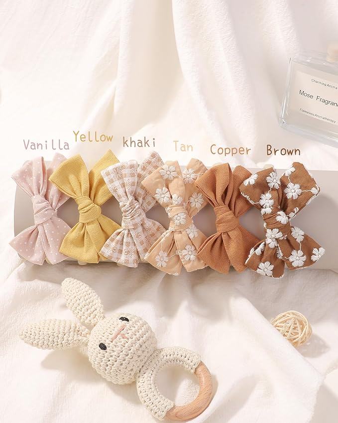 doboi 10PCS Baby Girls Headbands Hair Bows Nylon Linen Hairbands Handmade Hair Accessories for Newborn Infant Toddlers Little Girl and Kids 3.5Inches
